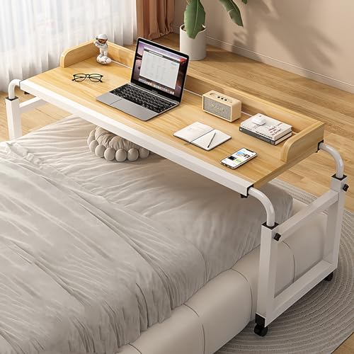 Tisch mit Rädern, über Dem Nachttisch mit Rädern, über Dem Nachttisch mit Rädern Verstellbare Höhe Verstellbarer Mobiler Tisch Funktioniert Als Laptopwagen Computertisch Betttisch für zu Hause Oder i von JYLSSKUK