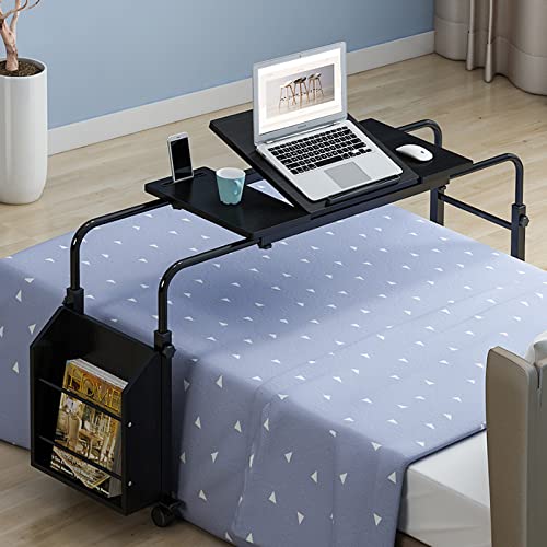 Tisch mit Rädern und Kippbarer Tischplatte, Höhenverstellbarer Computertisch Steharbeitsplatz Food Tray Schreibtisch Rolltisch für zu Hause und (Schwarz 31), Schwarz, 31, JYLSSKUK, schwarz, 31 von JYLSSKUK