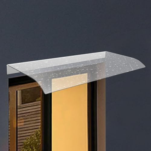 Tür Überdachung Outdoor Markise, Klare Regenschutzabdeckung, Uv-Regen-Schneeschutz, Gebogene Regenüberdachung Tür Überdachung Markise für Vorder-/Hintertür, Veranda, Fenster, Polycarbonat-Folie (50X2 von JYLSSKUK