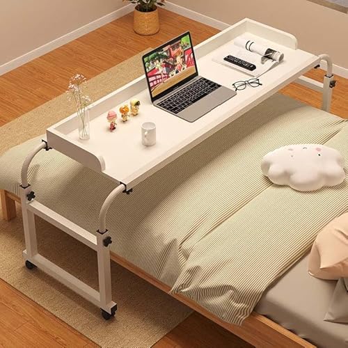 über Bett Schreibtisch 120X40Cm, Tisch, Mobiler Schreibtisch, Schreibtisch mit 4 Rädern Computer Schreibtisch Höhe Verstellbare 6595Cm Tisch für Haus und Krankenhaus, Szpxxx, A, 120 * 40Cm, JYLSSKUK von JYLSSKUK