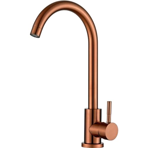 JYMALISA Küchenarmaturen Edelstahl Küchenarmatur Heißes Und Kaltes Wasser Wasserhahn Spüle Spüle Schwenkbarer Spültischhahn Roségold Großer Bogen von JYMALISA