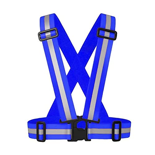 Sicherheitswesten Highlight Reflektierende Riemen Nachtarbeit Sicherheit Laufen Radfahren Sicherheit Reflektierende Weste Hohe Sichtbarkeit Reflektierende Sicherheitsjacke Reflektierende Westen(Blue) von JYMALISA