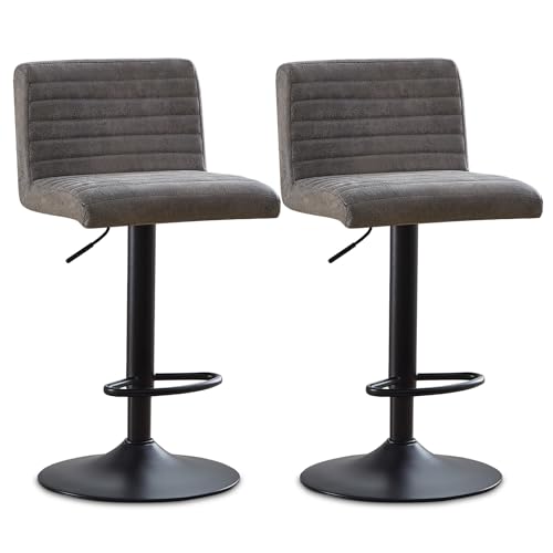 JYMTOM 2er-Set Barstühle, höhenverstellbarer 86-106 cm Barhocker, 360° drehbarer Tresenhocker, Drehstühle mit gepolsterter Sitzfläche aus Wildleder für Bar, Küche, Bistro, Counter, Café (2, PU grau) JYMTOM 2er-Set Barstühle, höhenverstellbarer 86-106 cm Barhocker, 360° drehbarer Tresenhocker, Drehstühle mit gepolsterter Sitzfläche aus Wildleder für Bar, Küche, Bistro, Counter, Café (2, PU grau) von JYMTOM