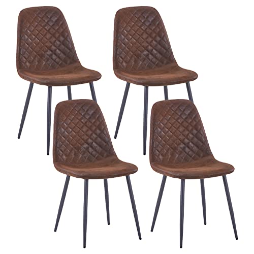 JYMTOM Esszimmerstühle Wohnzimmerstuhl Sessel mit Rückenlehne Sessel Stuhl Scandinavian Vintage Künstlich aus künstlichem Wildleder mit Stahlbeinen in Schwarz (4, braun) von JYMTOM