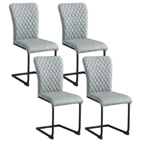 JYMTOM 4er Set Freischwinger Schwingstuhl Esszimmerstuhl mit Samt-Bezug und hoher Rücklehne, Metallgestell, Moderner Küchenstuhl, Polsterstuhl für Wohnzimmer Konferenzraum und Esszimmer (4, PU Grau) JYMTOM 4er Set Freischwinger Schwingstuhl Esszimmerstuhl mit Samt-Bezug und hoher Rücklehne, Metallgestell, Moderner Küchenstuhl, Polsterstuhl für Wohnzimmer Konferenzraum und Esszimmer (4, PU Grau) von JYMTOM
