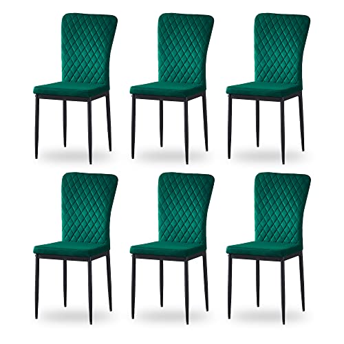 JYMTOM 6er-Set Samt Esszimmerstühle mit Samt-Bezug, hoher Rückenlehne, Metallgestell modernem Skandinavien-Design für Restaurant Esszimmer, Bar und Café (6, grün) von JYMTOM