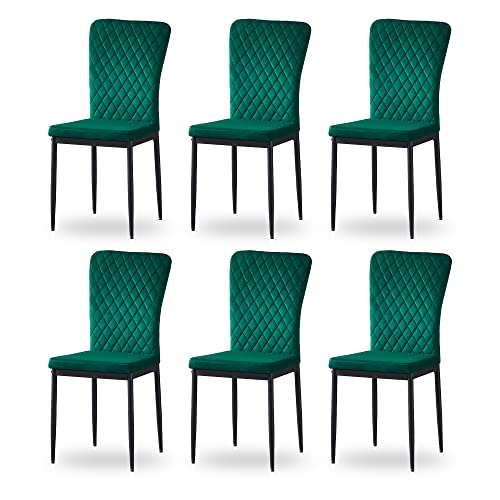 JYMTOM Wohnzimmerstühle Esszimmerstühle mit Samt-Bezug, hoher Rückenlehne, Metallgestell und modernem Gitter-Design für Wohnzimmer, Esszimmer, Konferenzraum und Klassenzimmer (6, grün) von JYMTOM