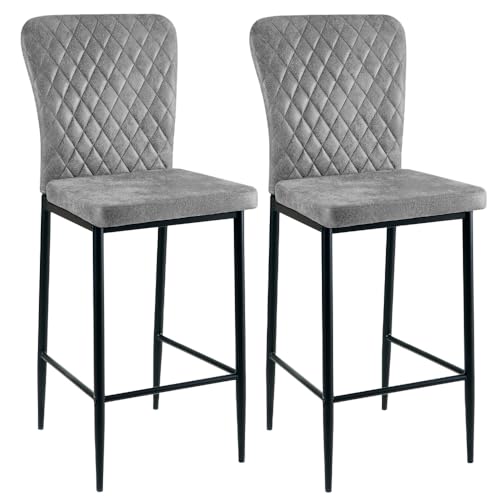 JYMTOM Barhocker 2er Set Designer Barstuhl Hocker, Kunstleder Stuhl für Polsterhocker,mit modischer Hocker mit Metallbeine Tresenhocker Rückenlehne Fußstütze für Esszimmer und Bar (2, PU hellgrau) von JYMTOM
