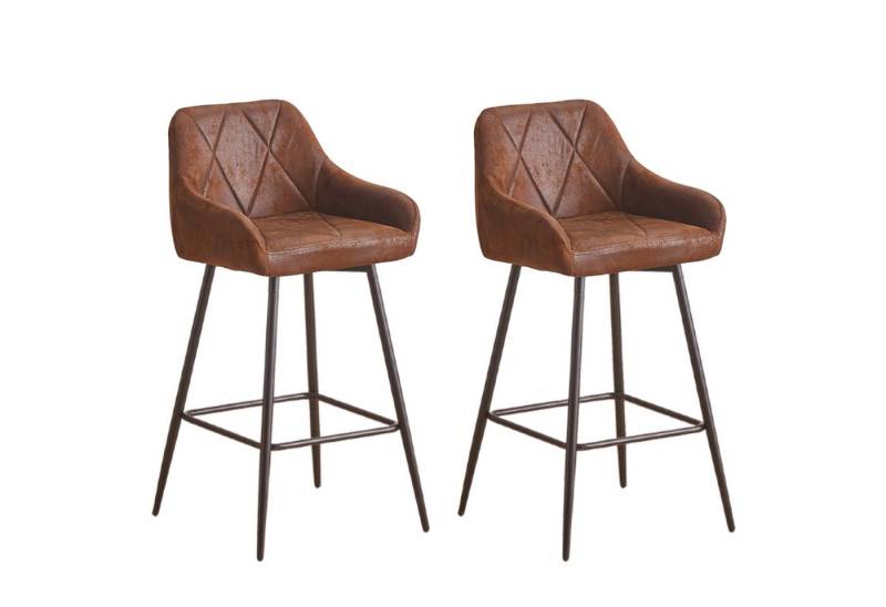 JYMTOM Barhocker Barstuhl mit Armlehne Gepolsterter Tresenhocker Bistrohocker (2 St), Outdoor Diamant Design Hocker, Braun von JYMTOM