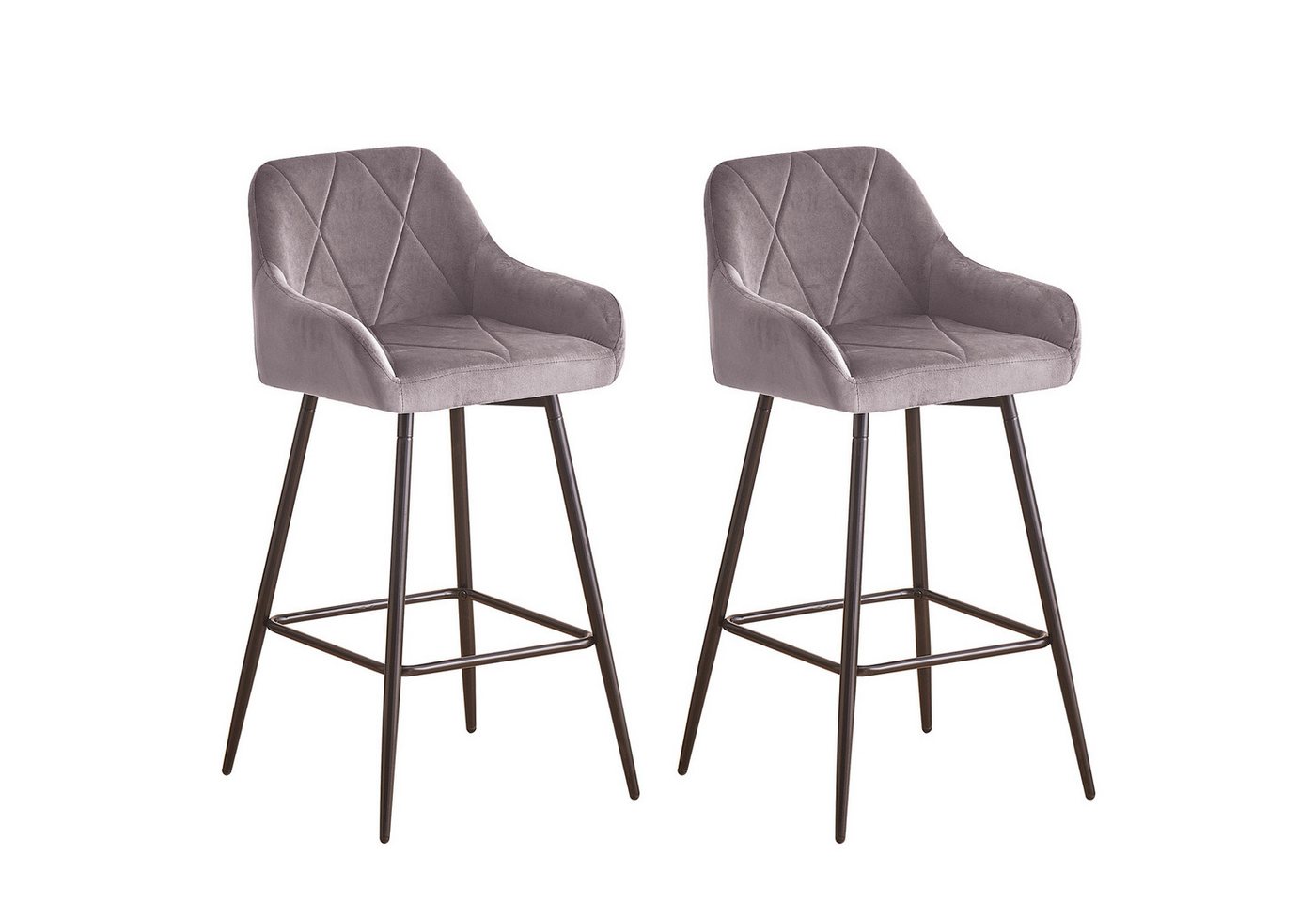 JYMTOM Barhocker Barstuhl mit Armlehne Gepolsterter Tresenhocker Bistrohocker (2 St), Outdoor Diamant Design Hocker, Grau von JYMTOM