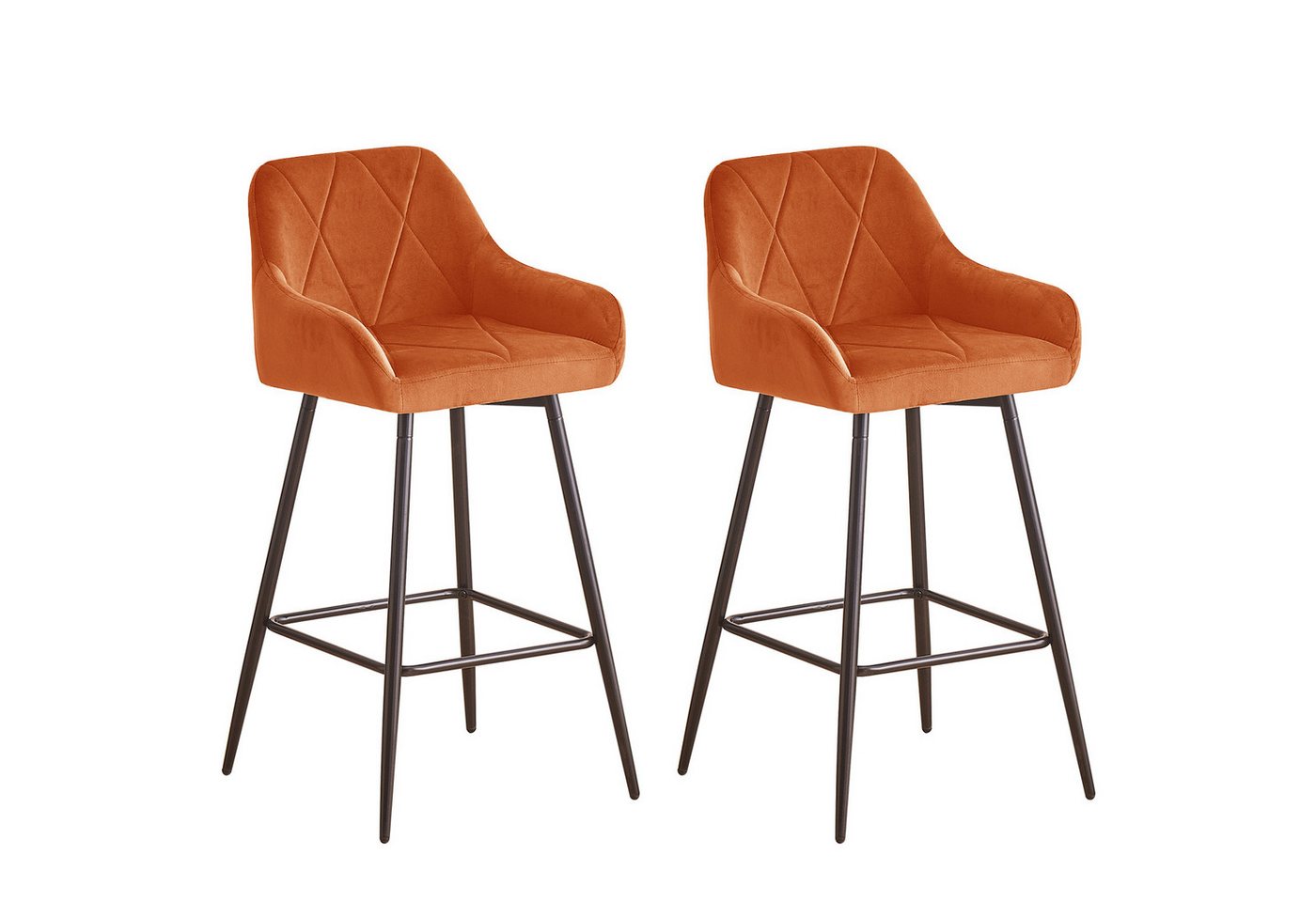 JYMTOM Barhocker Barstuhl mit Armlehne Gepolsterter Tresenhocker Bistrohocker (2 St), Outdoor Diamant Design Hocker, Orange von JYMTOM