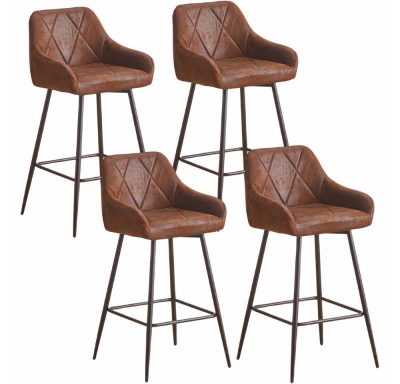 JYMTOM Barhocker Barstuhl mit Armlehne Gepolsterter Tresenhocker Bistrohocker (4 St), Outdoor Diamant Design Hocker, Braun von JYMTOM