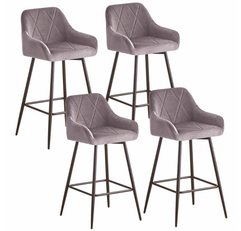 JYMTOM Barhocker Barstuhl mit Armlehne Gepolsterter Tresenhocker Bistrohocker (4 St), Outdoor Diamant Design Hocker, Grau von JYMTOM