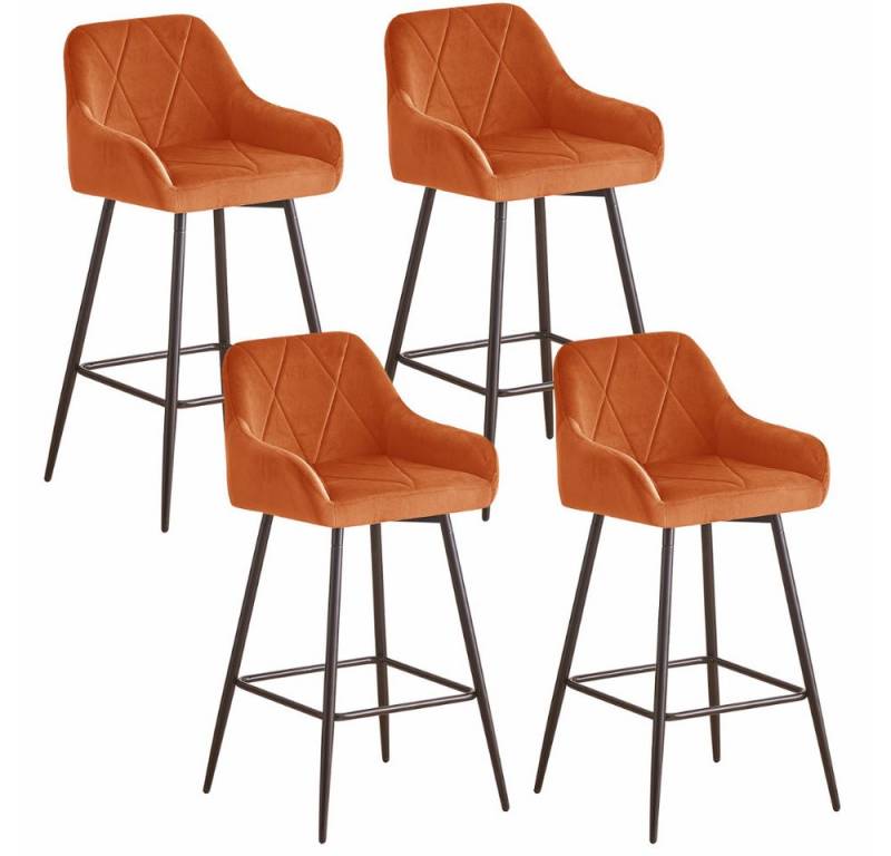 JYMTOM Barhocker Barstuhl mit Armlehne Gepolsterter Tresenhocker Bistrohocker (4 St), Outdoor Diamant Design Hocker, Orange von JYMTOM