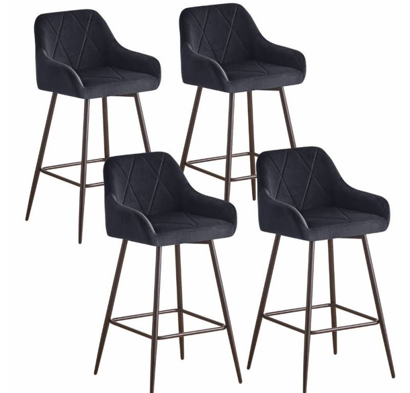 JYMTOM Barhocker Barstuhl mit Armlehne Gepolsterter Tresenhocker Bistrohocker (4 St), Outdoor Diamant Design Hocker, Schwarz von JYMTOM