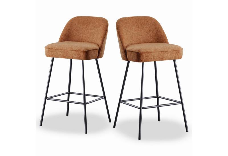 JYMTOM Barhocker Gepolsterter Sitz mit Federkern, Sitzfläche aus Leinen und Textilien (2 St), Metallbeine, für Bar, Theke, Küche, Esszimmer und Bistro geeignet von JYMTOM