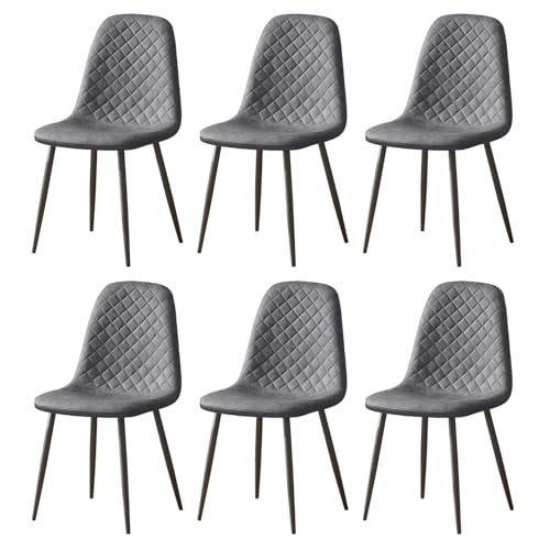 JYMTOM Esszimmerstühle Wohnzimmerstuhl Sessel mit Rückenlehne Sessel Stuhl Scandinavian Vintage Künstlich aus Kunstleder mit Stahlbeinen in Schwarz (6, PU grau) von JYMTOM