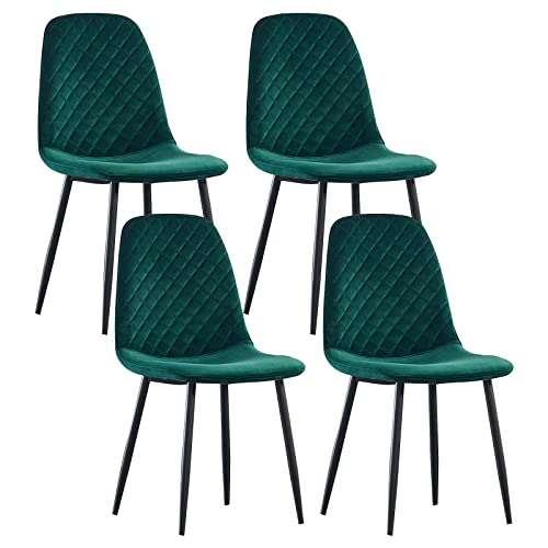 JYMTOM Esszimmerstühle Wohnzimmerstuhl Sessel mit Rückenlehne Sessel Stuhl Scandinavian Vintage Künstlich aus Samt mit Stahlbeinen in Schwarz (4, grün) von JYMTOM