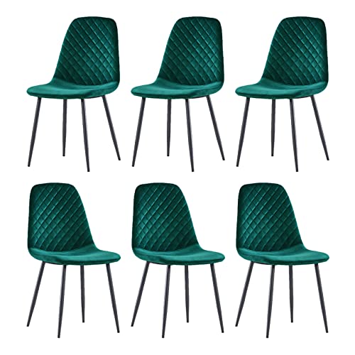 JYMTOM Esszimmerstühle Wohnzimmerstuhl Sessel mit Rückenlehne Sessel Stuhl Scandinavian Vintage Künstlich aus künstlichem Wildleder mit Stahlbeinen in Schwarz (6, grün) von JYMTOM
