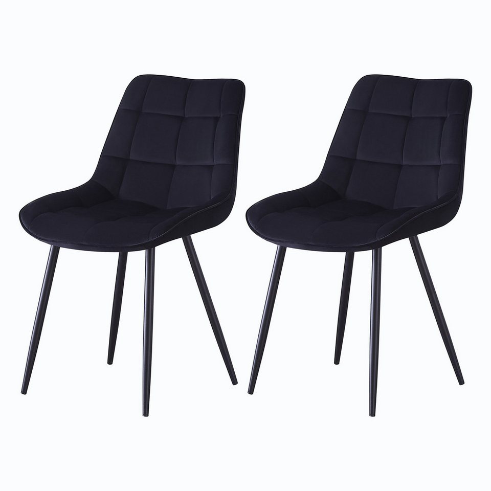 JYMTOM Esszimmerstuhl 2er-Set gepolsterte Stühle mit Rückenlehne und Metallbeinen (2 St), mit Samt-Bezug, für Bar, Küche, Esszimmer Restaurant und Schlafzimmer von JYMTOM