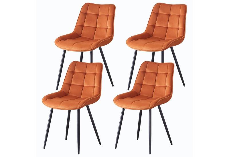JYMTOM Esszimmerstuhl 4er-Set gepolsterte Stühle mit Rückenlehne und Metallbeinen (4 St), mit Samt-Bezug, für Bar, Küche, Esszimmer Restaurant und Schlafzimmer von JYMTOM
