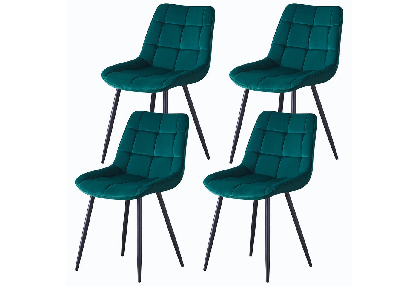 JYMTOM Esszimmerstuhl 4er-Set gepolsterte Stühle mit Rückenlehne und Metallbeinen (4 St), mit Samt-Bezug, für Bar, Küche, Esszimmer Restaurant und Schlafzimmer von JYMTOM