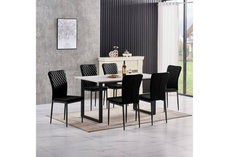 JYMTOM Esszimmerstuhl Samt/Kunstleder, hoher Lehne, Metallgestell, 4/6er-Set (6 St), Kunstleder, Gitter-Design, für Wohnzimmer, Büro, Klassenzimmer von JYMTOM