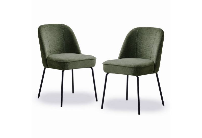 JYMTOM Esszimmerstuhl Samt-Stühle, atmungsaktiv, gepolstert mit Federkissen & Metallbeinen (2 St), 2 Stück– mit gebogener Rückenlehne für Küche, Esszimmer & Büro von JYMTOM