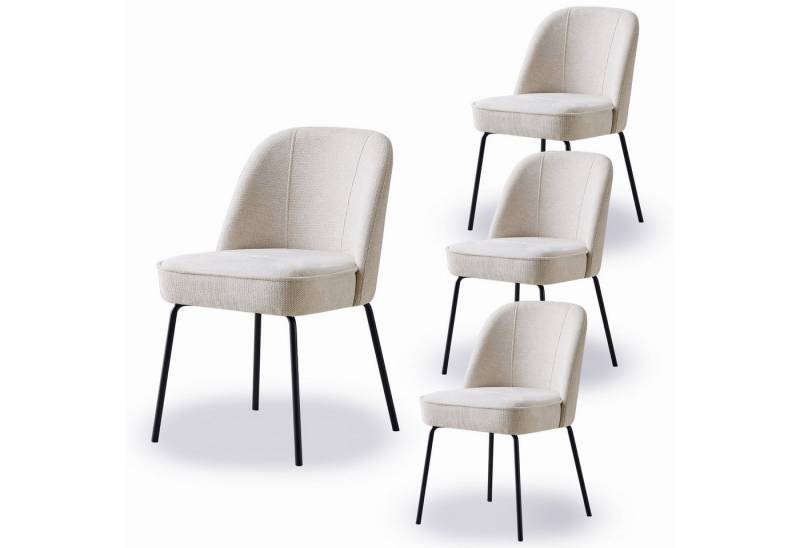 JYMTOM Esszimmerstuhl Samt-Stühle, atmungsaktiv, gepolstert mit Federkissen & Metallbeinen (4 St), 4 Stück– mit gebogener Rückenlehne für Küche, Esszimmer & Büro von JYMTOM