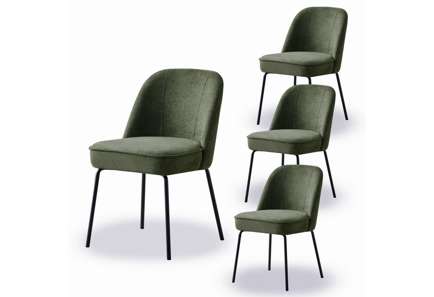 JYMTOM Esszimmerstuhl Samt-Stühle, atmungsaktiv, gepolstert mit Federkissen & Metallbeinen (4 St), 4 Stück– mit gebogener Rückenlehne für Küche, Esszimmer & Büro von JYMTOM