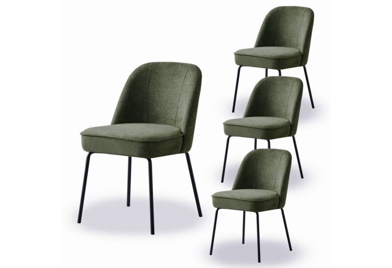 JYMTOM Esszimmerstuhl Samt-Stühle, atmungsaktiv, gepolstert mit Federkissen & Metallbeinen (4 St), 4 Stück– mit gebogener Rückenlehne für Küche, Esszimmer & Büro von JYMTOM