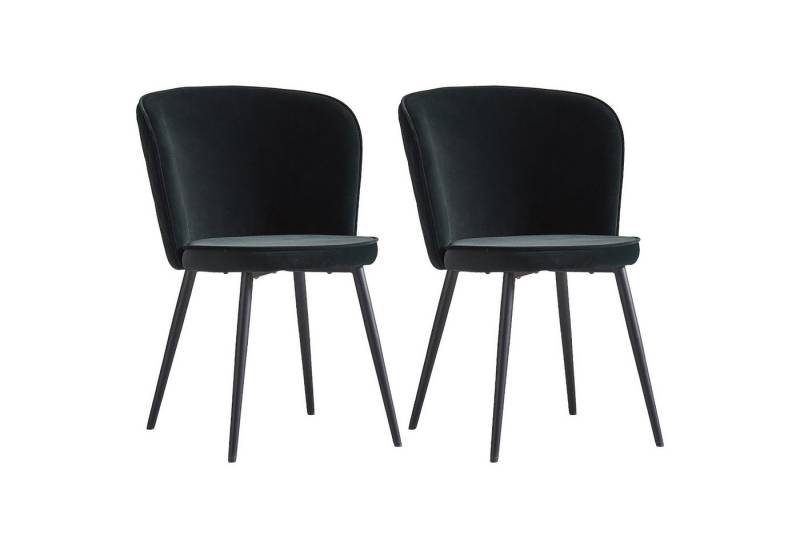 JYMTOM Esszimmerstuhl mit Stoffbezug aus Samt, schwarzen Metallbeine (2 St), Polsterstühle im skandinavischen Stil, Retro-Design für Esszimmer von JYMTOM