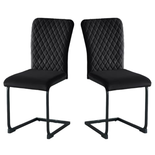 JYMTOM 2er Set Freischwinger Schwingstuhl Esszimmerstuhl mit Samt-Bezug und hoher Rücklehne, Metallgestell, Moderner Küchenstuhl, Polsterstuhl für Wohnzimmer Konferenzraum und Esszimmer (2, Schwarz) von JYMTOM