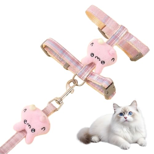 JYNXOR Katzengeschirr mit Leine Ausbruchsicher, Katzenleine mit Geschirr für Katzen Verstellbar Geschirr Set Cat Harness Softgeschirr für Katze, für kleine Hunde, Kaninchen und Katzen(M) von JYNXOR