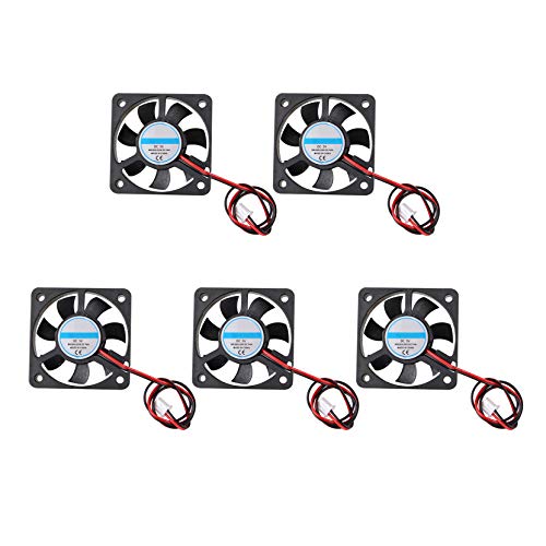 Jopto 5 Stück 3D-Drucker-Ventilator, 5 V DC, bürstenlos, leise, Kühlventilator, 2-polig 5010, 50 x 50 x 10 mm, mit 27 cm Kabel für 3D-Drucker, Extruder, Hotend, Makerbot MK7, MK8, CPU-Chip, Arduino Jopto 5 Stück 3D-Drucker-Ventilator, 5 V DC, bürstenlos, leise, Kühlventilator, 2-polig 5010, 50 x 50 x 10 mm, mit 27 cm Kabel für 3D-Drucker, Extruder, Hotend, Makerbot MK7, MK8, CPU-Chip, Arduino von Jopto