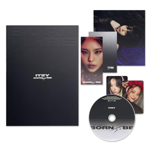 ITZY - [BORN TO BE] (STANDARD Ver. - BLACK Ver.) Photobook + Lyric Book + Eyes Photocard + CD-R + Photocard + Mini Folding Poster + Mood Film + Poster + Postcard + 2 Pin Badges + 4 Extra Photocards von JYP Ent.