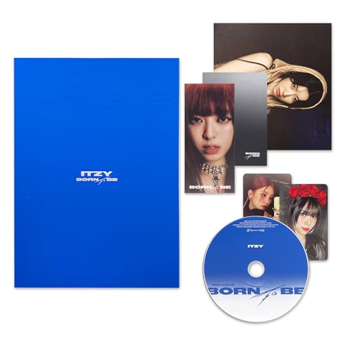 ITZY - [BORN TO BE] (STANDARD Ver. - BLUE Ver.) Photobook + Lyric Book + Eyes Photocard + CD-R + Photocard + Mini Folding Poster + Mood Film + Poster + Postcard + 2 Pin Badges + 4 Extra Photocards von JYP Ent.