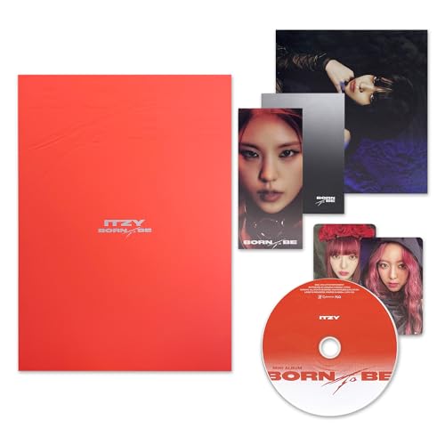 ITZY - [BORN TO BE] (STANDARD Ver. - RED Ver.) Photobook + Lyric Book + Eyes Photocard + CD-R + Photocard + Mini Folding Poster + Mood Film + Poster + Postcard + 2 Pin Badges + 4 Extra Photocards von JYP Ent.