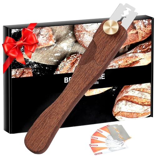 JYSDCXC Bäckermesser Set mit 5 Klingen,Magnetisch Brotmesser Brot Bäcker Cutter,Baguettemesser für präzises Verzieren von Brot & Teig(Gerader Griff) von JYSDCXC
