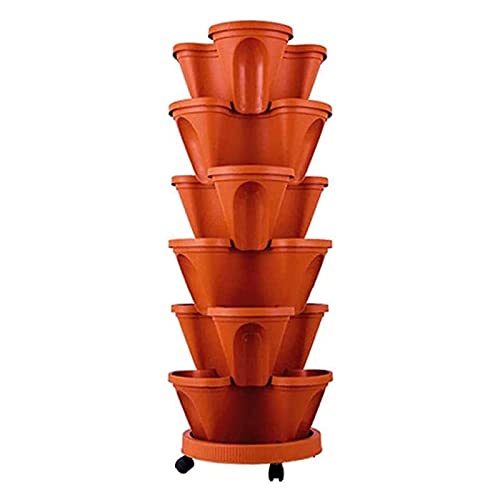JYSSH Vertikaler Stapelbarer Blumenturm, Gestapelte Pflanzgefäße Im Freien, Mehrschichtige Stand Garden Smart Pflanzgefäße für Erdbeergemüse Kräuter,orange-Threepetals von JYSSH
