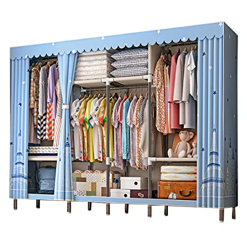 Kleiderschrank, Stoffschrank, Faltschrank mit Kleiderstange und Ablagen, Faltbare Garderobe für Schlafzimmer, Ankleidezimmer, Textil Garderobe,B-245X45X172cm von JYSSH