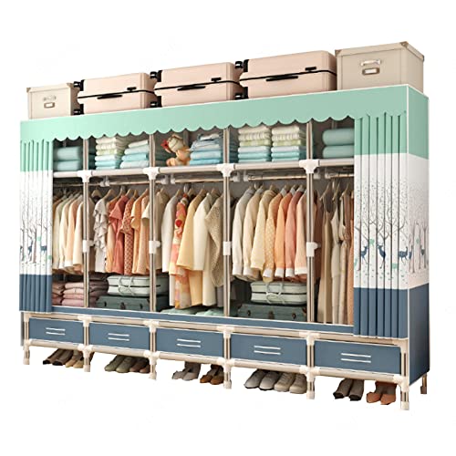 Kleiderschrank Stoffschrank Faltschrank mit 5 Einlegeböden und 5 Kleiderstangen, 5 Schubladen, Faltbare Garderobe für Schlafzimmer, Ankleidezimmer,B-250x45x172cm Kleiderschrank Stoffschrank Faltschrank mit 5 Einlegeböden und 5 Kleiderstangen, 5 Schubladen, Faltbare Garderobe für Schlafzimmer, Ankleidezimmer,B-250x45x172cm von JYSSH