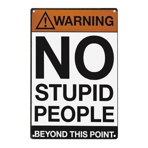 Lustiges Schild mit Aufschrift "No Stupid People Beyond This Point", 30,5 x 20,3 cm, rostfreies Metallblech, wetter- und lichtbeständig, einfache Montage, für den Innen- und Außenbereich geeignet von JYSW