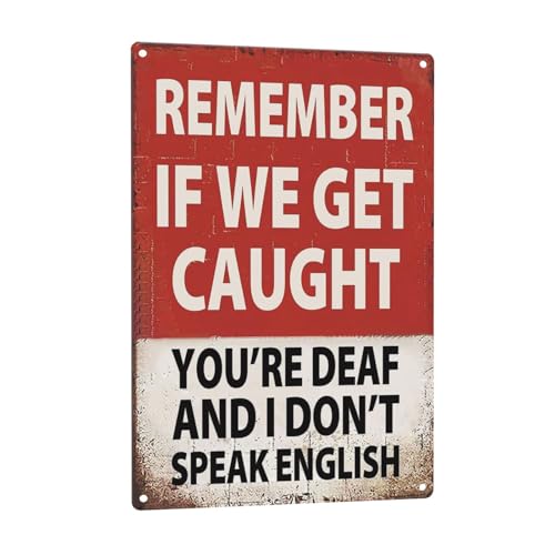Lustiges Wandschild, Aufschrift "You're Deaf & I Don't Speak English", unser humorvoller Wandkunstdruck, Blech-Wanddekoration für Zuhause, Büro, Bar und Männerhöhle. Lustiges Geschenk. - 20,3 x 30,5 von JYSW