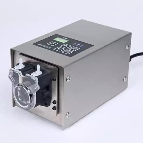 Stepper Peristaltische Pumpe, 50rpm Flüssigkeitsdosierpumpe, 55ml/min Durchfluss Intelligente Variable Geschwindigkeit, 2 Rotoren, mit LED-Bildschirm, für Aquarium Lab Analytic von JYSWDZ