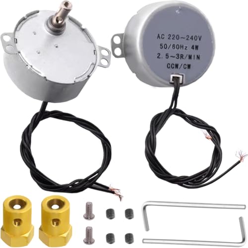 JYUDAUFU 2 Stück TYC50 Synchronmotor 2.5-3RPM AC 220~240V 50/60Hz 4W CW/CCW Rotationsgetriebe Permanentmagnetmotor mit 7mm flexiblem Kupplungsstecker, für Mikrowellen-Drehteller/Heizer/DIY von JYUDAUFU