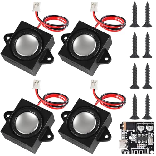 JYUDAUFU 4 Stück 3 Watt 8 Ohm Einzelhohlraum Mini-Lautsprecher DIY Micro Full Range Audio-Lautsprecher mit PH2.0 Anschlussleitung für Arduino, DIY elektronische Projekte mit Decoderkarte VHM-314 von JYUDAUFU