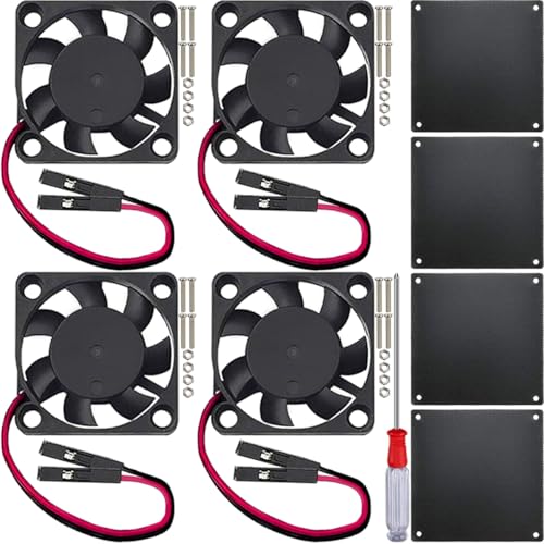 JYUDAUFU 4 Stück 3007 30 mm × 7 mm DC 5 V 8000 U/min bürstenloser Kühlventilator Handyhalter-Lüfter Geräuscharmer Lüfter mit Zubehör, für DIY-Test-PC-CPU-Roboter für Raspberry Pi 5/4/3 von JYUDAUFU