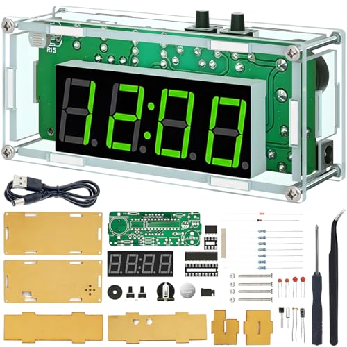 JYUDAUFU 4-stellige Digitale DIY-Uhr-Bausätze, TJ-56-428 LED elektronische Wecker Löten Praxis-Kits mit SCM PCB-Board und Alarm-Funktion für Lötpraxis Lernen für Home School Office JYUDAUFU 4-stellige Digitale DIY-Uhr-Bausätze, TJ-56-428 LED elektronische Wecker Löten Praxis-Kits mit SCM PCB-Board und Alarm-Funktion für Lötpraxis Lernen für Home School Office von JYUDAUFU