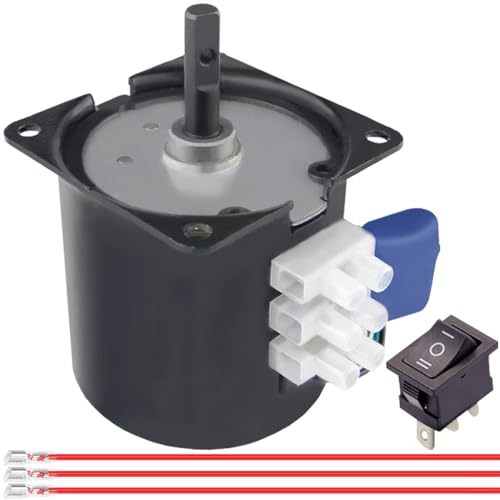 JYUDAUFU 60KTYZ Synchronmotor 5RPM AC 220V CW/CCW Rotierender Getriebe-Schüttel-Permanentmagnetmotor mit Halterung, 3-Positionsschalter, Federdraht, für Elektrogeräte/Stufenlampe/Automation/DIY/Test von JYUDAUFU